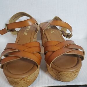 Madeline  Adjustable Ankle Strap Wedge Sandal Brown Size 7 See Pics For Details
